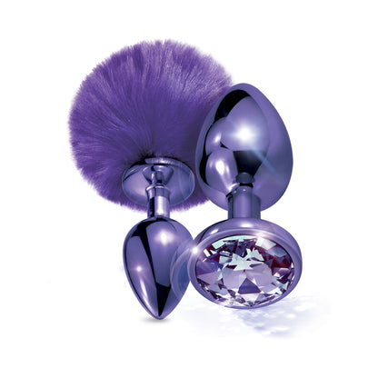 GLOBAL NOVELTIES - NIXIE BUTT PLUG SET POM POM AND JEWEL INLAID METALLIC