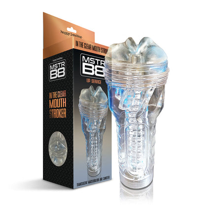 NOUVEAUTÉS MONDIALES - HAPPY ENDINGS MSTR B8 IN THE CLEAR MOUTH STROKER LIP SERVICE CANISTER