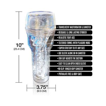 GLOBAL NOVELTIES - HAPPY ENDINGS MSTR B8 IN THE CLEAR ANAL STROKER BUM RUSH CANISTER