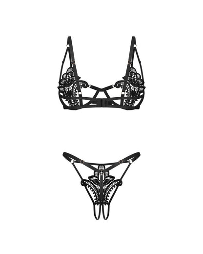OBSESSIVE - LUISE SUBLIM BLACK 2-PCS CROTCHLESS SET L/XL