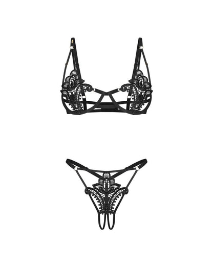 OBSESSIVE - LUISE SUBLIM BLACK 2-PCS CROTCHLESS SET L/XL