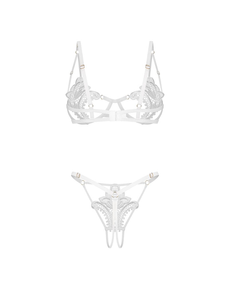 OBSESSIVE - LUISE SUBLIM WHITE 2-PCS CROTCHLESS SET S/M