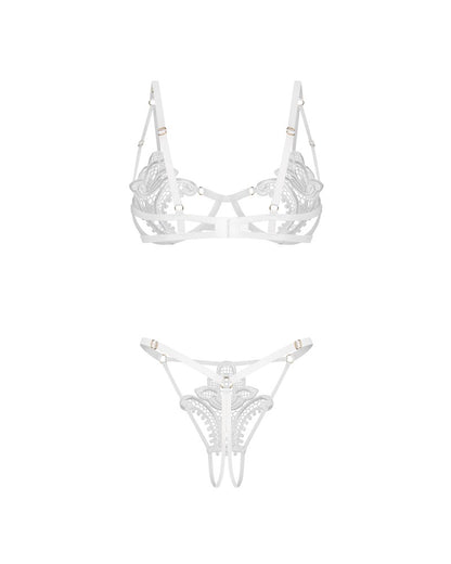 OBSESSIVE - LUISE SUBLIM WHITE 2-PCS CROTCHLESS SET L/XL