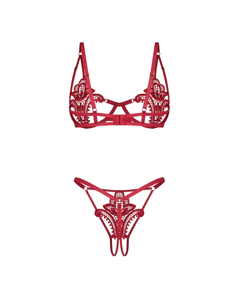 OBSESSIVE - LUISE SUBLIM RED 2-PCS CROTCHLESS SET L/XL