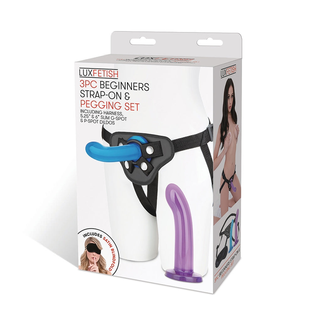 LUX FETISH 3-PIECE BEGINNERS STRAP-ON & PEGGING SET