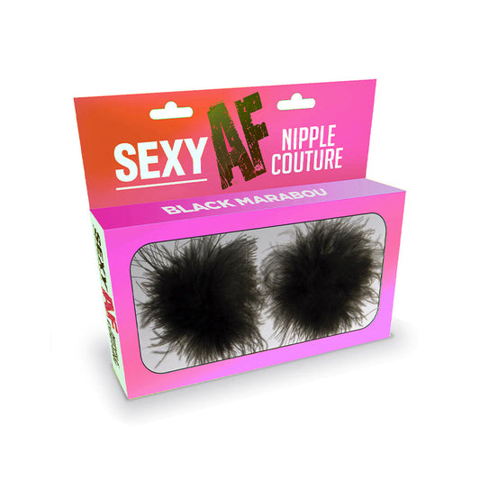 LITTLE GENIE - SEXY AF NIPPLE COUTURE BLACK MARABOU PASTIES