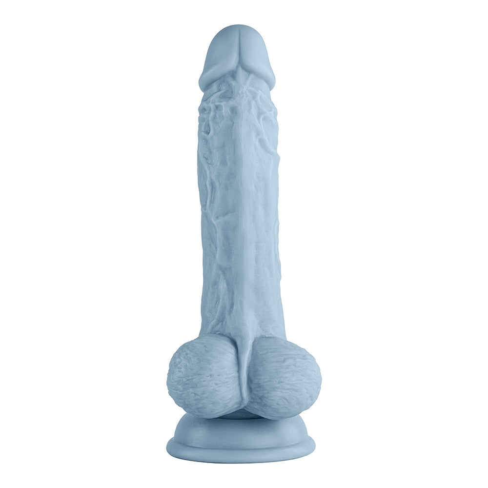 FEMMEFUNN VORTEX TURBO BALLER 2.0 8.25 IN. VIBRATING ROTATING DILDO LIGHT BLUE