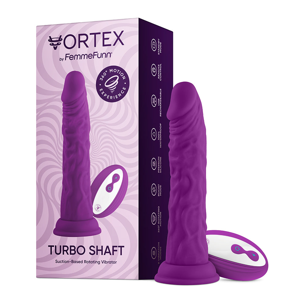 FEMMEFUNN VORTEX TURBO SHAFT 2.0 8 IN. VIBRATING ROTATING DILDO PURPLE
