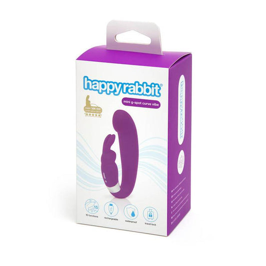 HAPPY RABBIT MINI G-SPOT CURVE VIBE RECHARGEABLE SILICONE DUAL STIMULATOR PURPLE