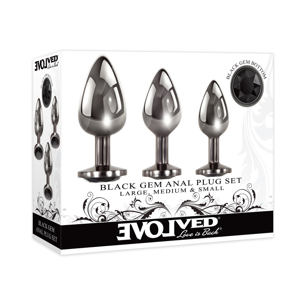 EVOLVED BLACK GEM ANAL PLUG 3-PIECE SET