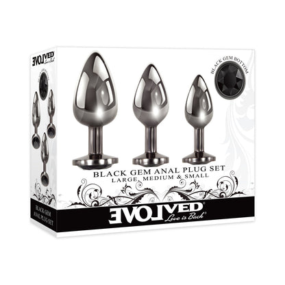 EVOLVED BLACK GEM ANAL PLUG 3-PIECE SET