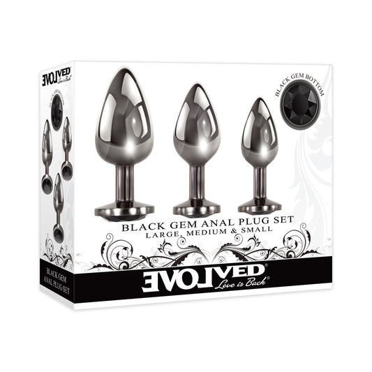 EVOLVED BLACK GEM ANAL PLUG 3-PIECE SET