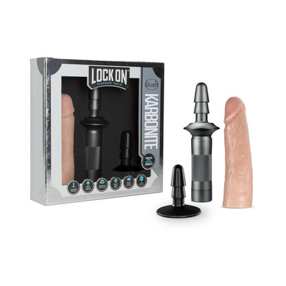 BLUSH - LOCK ON KARBONITE REALISTIC 7.75 IN. DILDO WITH HANDLE & SUCTION CUP ADAPTER BEIGE