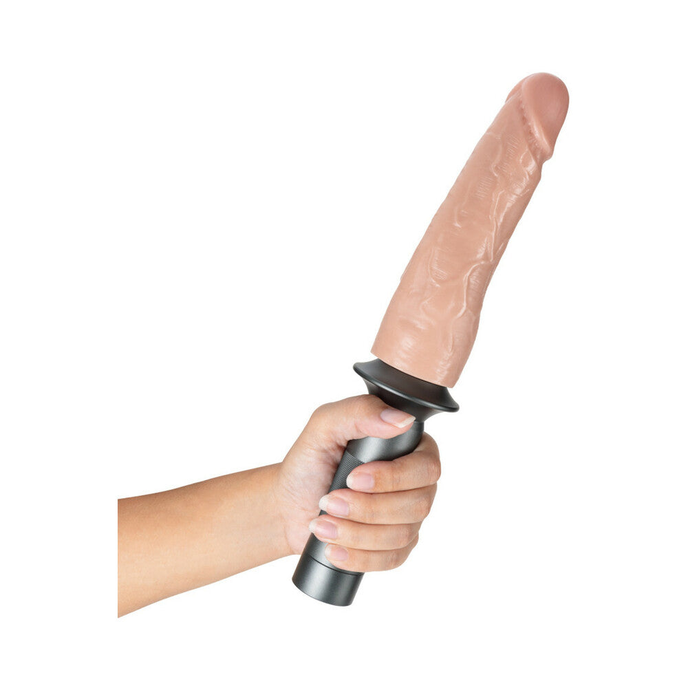 BLUSH - LOCK ON KARBONITE REALISTIC 7.75 IN. DILDO WITH HANDLE & SUCTION CUP ADAPTER BEIGE