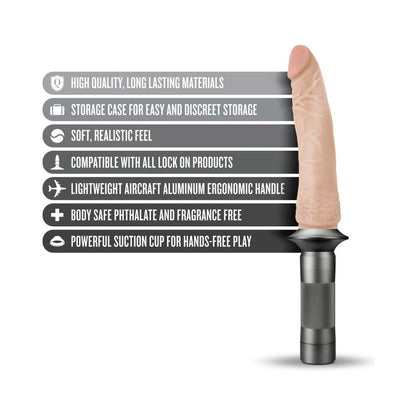 BLUSH - LOCK ON KARBONITE REALISTIC 7.75 IN. DILDO WITH HANDLE & SUCTION CUP ADAPTER BEIGE