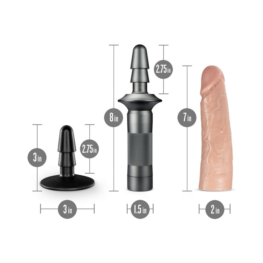 BLUSH - LOCK ON KARBONITE REALISTIC 7.75 IN. DILDO WITH HANDLE & SUCTION CUP ADAPTER BEIGE