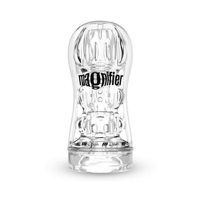 M FOR MEN SOFT + WET MAGNIFIER SELF-LUBRICATING SEE-THROUGH STROKER CLEAR