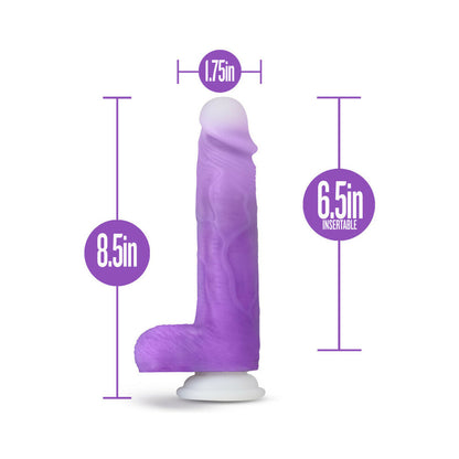 BLUSH - NEO ELITE ENCORE 8 IN. SILICONE VIBRATING DILDO WITH BALLS PURPLE