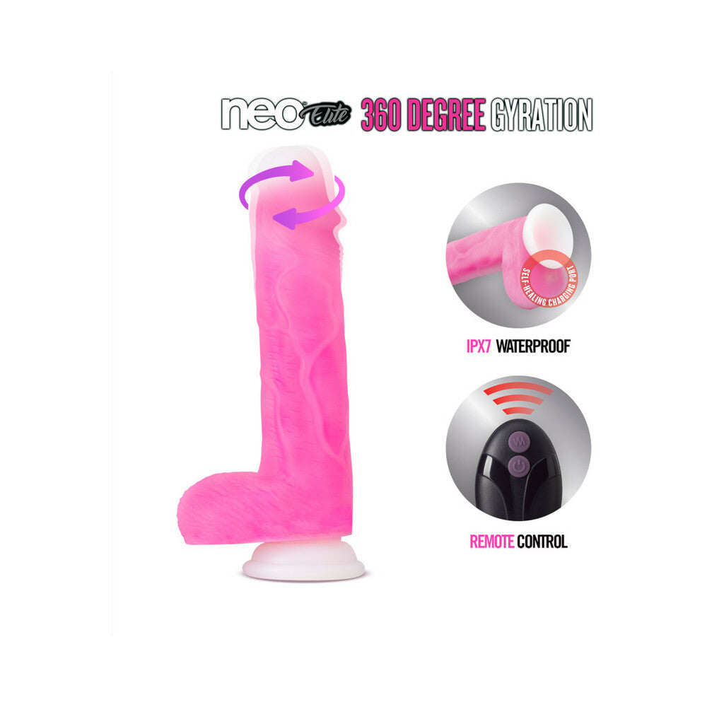 NEO ELITE ROXY 8 IN. SILICONE GYRATING DILDO WITH BALLS PINK