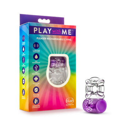 PLAY WITH ME PLEASER RECHARGEABLE VIBRATING C-RING PURPLE