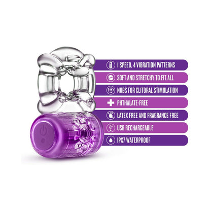 PLAY WITH ME PLEASER RECHARGEABLE VIBRATING C-RING PURPLE