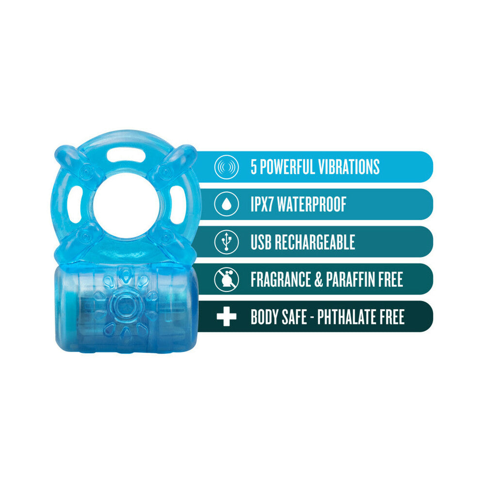 BLUSH - STAY HARD RECHARGEABLE 5 FUNCTION VIBRATING COCKRING BLUE