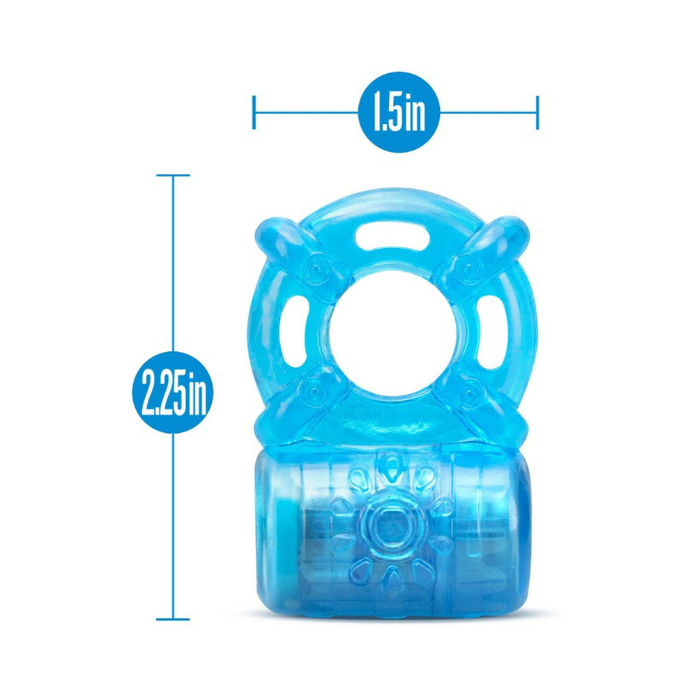 STAY HARD RECHARGEABLE 5 FUNCTION VIBRATING COCKRING BLUE