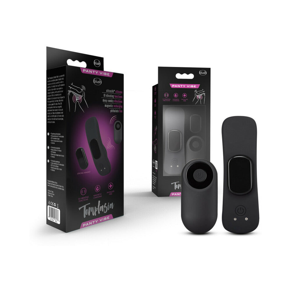 TEMPTASIA PANTY VIBE RECHARGEABLE REMOTE-CONTROLLED SILICONE WEARABLE VIBRATOR BLACK