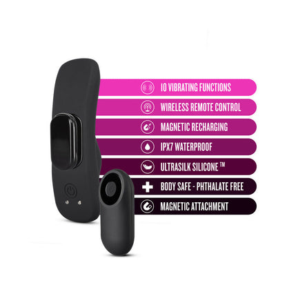 BLUSH - TEMPTASIA PANTY VIBE RECHARGEABLE REMOTE-CONTROLLED SILICONE WEARABLE VIBRATOR BLACK