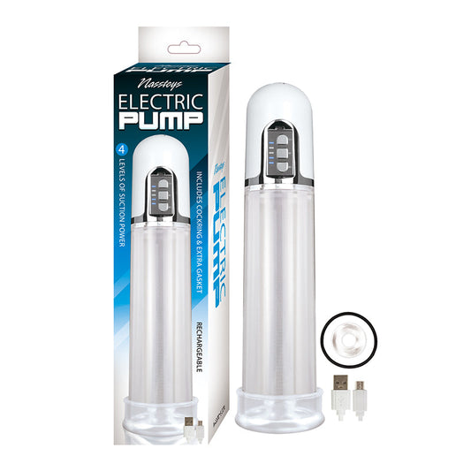 NASSTOYS - RECHARGEABLE CLEAR ELECTRIC PUMP WITH C RING AND EXTRA GASKET