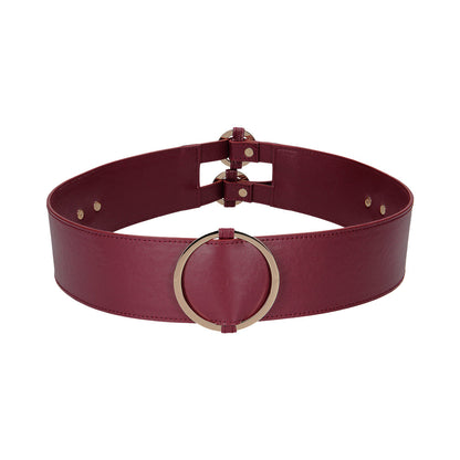 OUCH! HALO RINGED WAIST RESTRAINT BELT BURGUNDY S/M