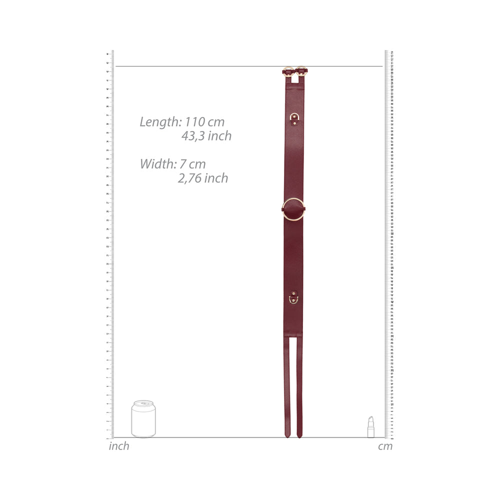 OUCH! HALO RINGED WAIST RESTRAINT BELT BURGUNDY S/M