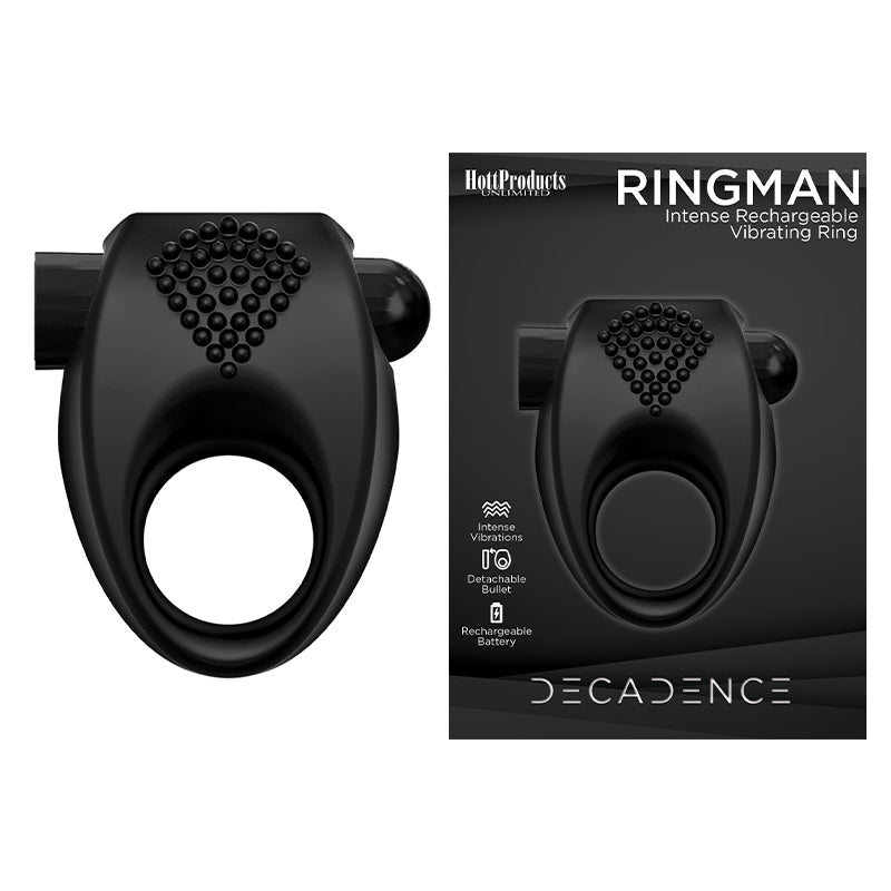 DECADENCE RING MAN VIBRATING RECHARGEABLE COCK RING BLACK