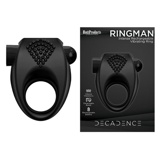 DECADENCE RING MAN VIBRATING RECHARGEABLE COCK RING BLACK