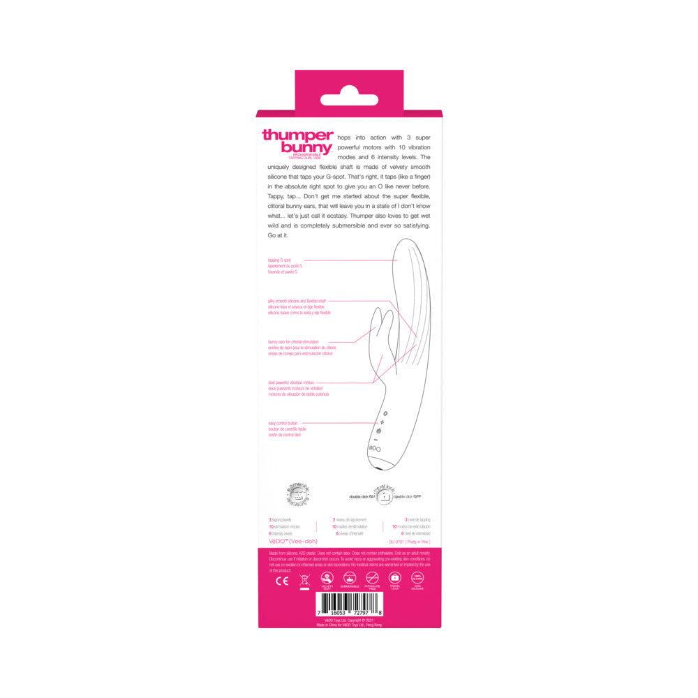 VEDO - THUMPER BUNNY RECHARGEABLE DUAL VIBE PRETTY PINK