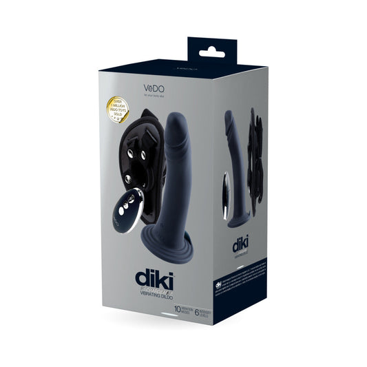 VEDO - DIKI RECHARGEABLE VIBRATING DILDO WITH HARNESS JUST BLACK