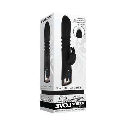 EVOLVED - RAPID RABBIT RECHARGEABLE THRUSTING SILICONE VIBRATOR BLACK