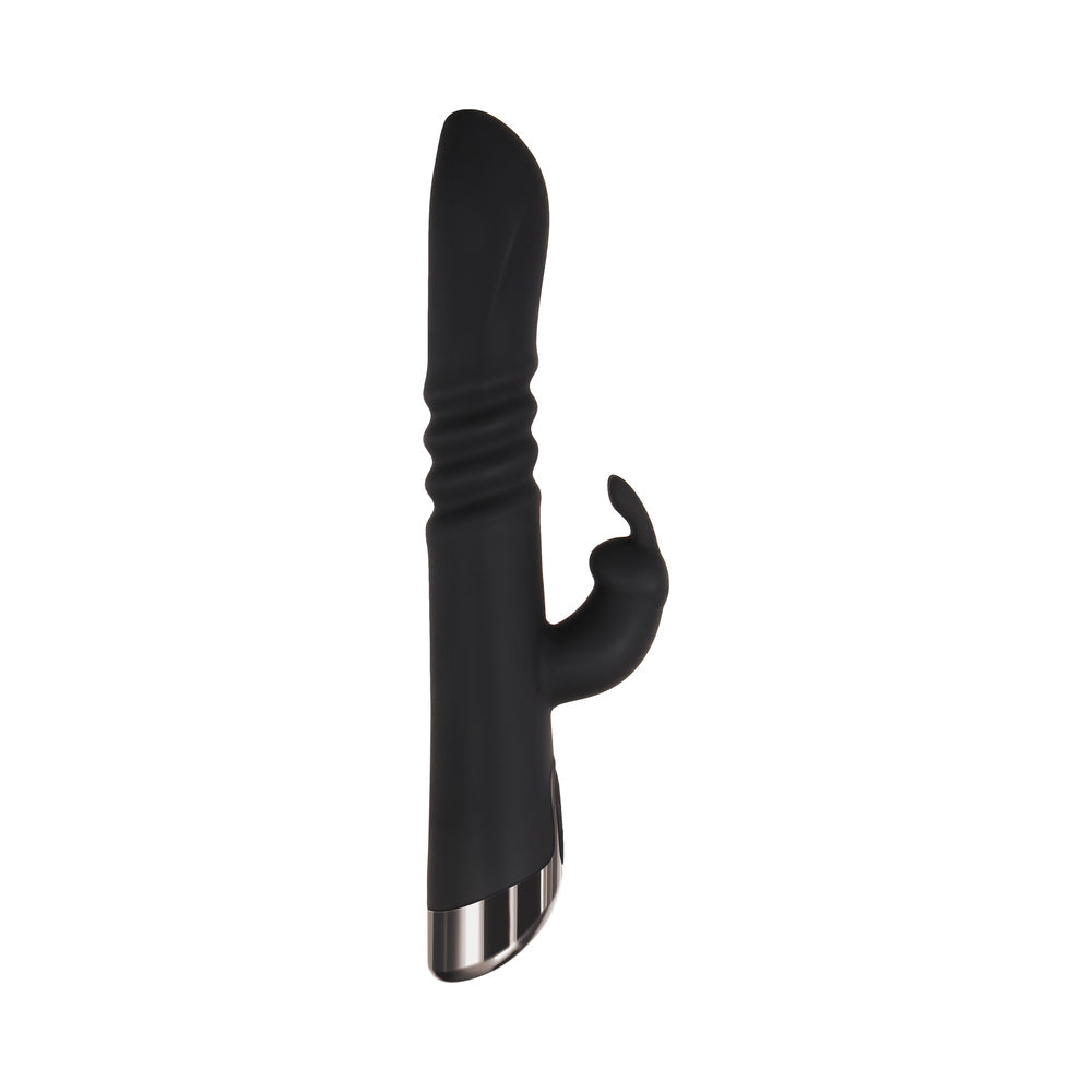 EVOLVED - RAPID RABBIT RECHARGEABLE THRUSTING SILICONE VIBRATOR BLACK