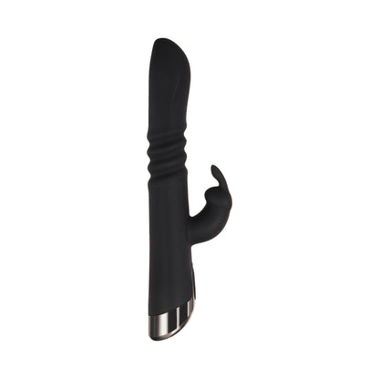 EVOLVED - RAPID RABBIT RECHARGEABLE THRUSTING SILICONE VIBRATOR BLACK