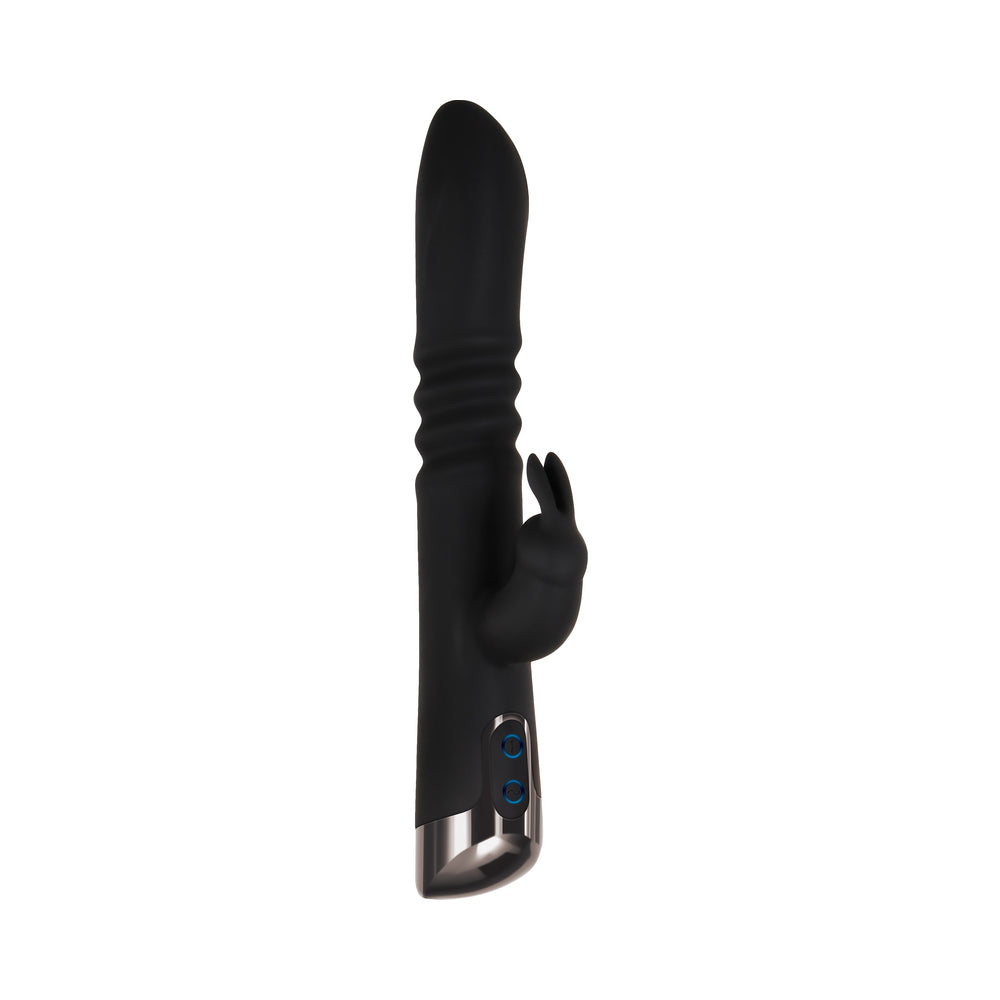 EVOLVED - RAPID RABBIT RECHARGEABLE THRUSTING SILICONE VIBRATOR BLACK