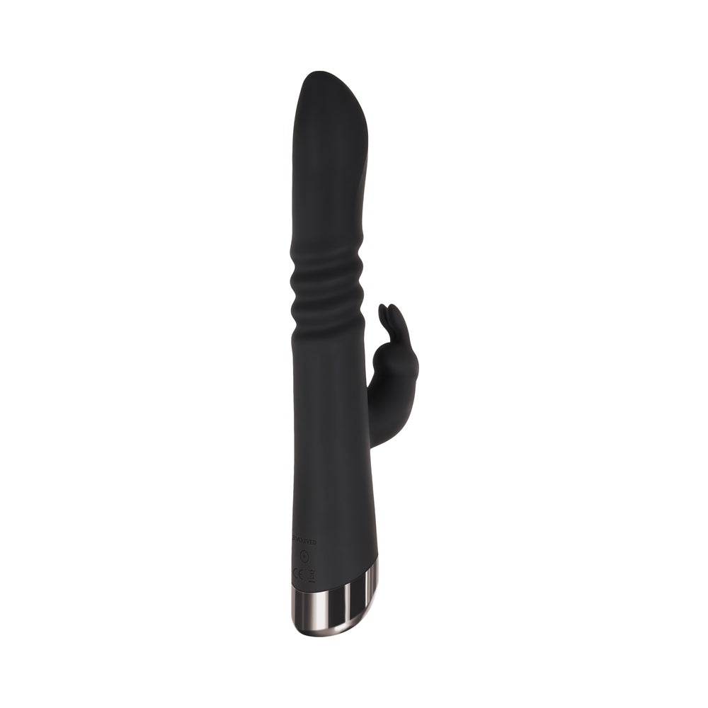 EVOLVED - RAPID RABBIT RECHARGEABLE THRUSTING SILICONE VIBRATOR BLACK