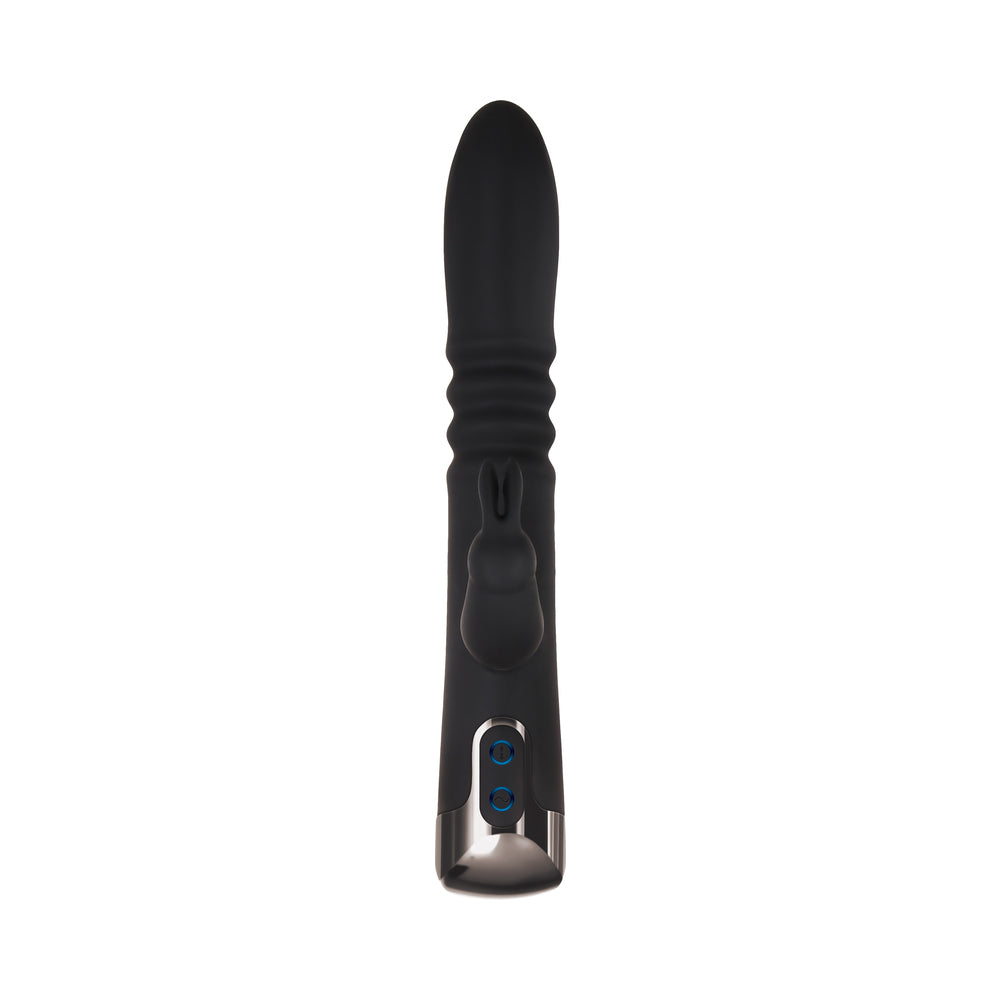 EVOLVED - RAPID RABBIT RECHARGEABLE THRUSTING SILICONE VIBRATOR BLACK