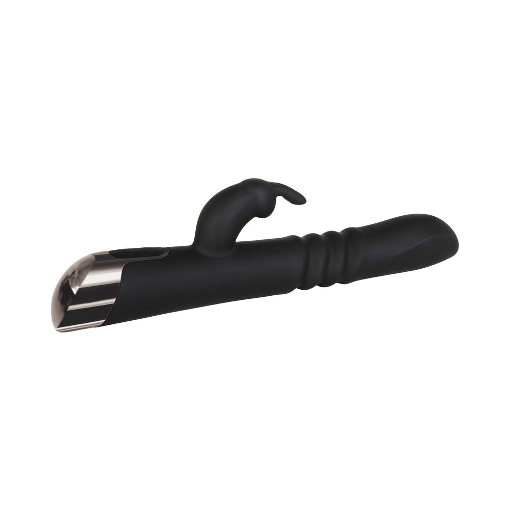 EVOLVED - RAPID RABBIT RECHARGEABLE THRUSTING SILICONE VIBRATOR BLACK