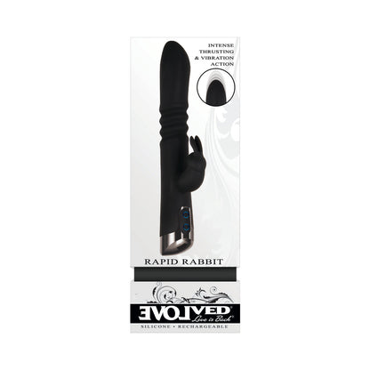 EVOLVED - RAPID RABBIT RECHARGEABLE THRUSTING SILICONE VIBRATOR BLACK