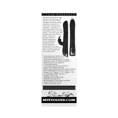 EVOLVED - RAPID RABBIT RECHARGEABLE THRUSTING SILICONE VIBRATOR BLACK