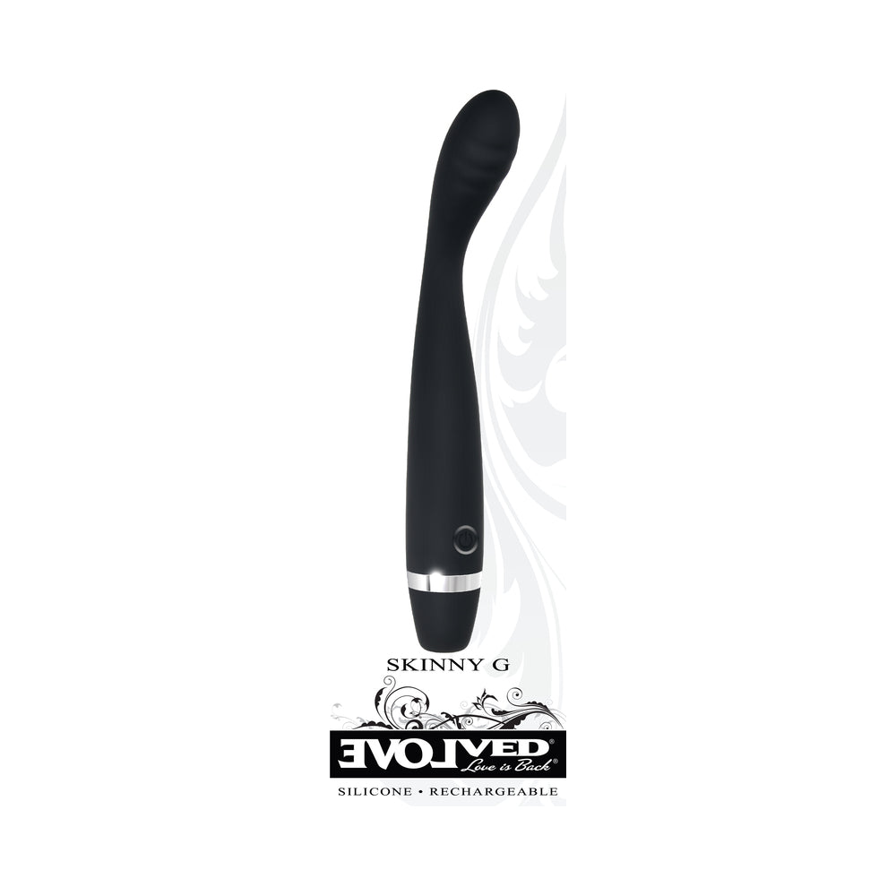 EVOLVED SKINNY G RECHARGEABLE SILICONE SLI MLINE G-SPOT VIBRATOR BLACK