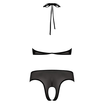 MAGIC SILK FOREVER MESH CROTCHLESS UNDERBOOB TEDDY WITH SPLIT BACK BLACK S/M