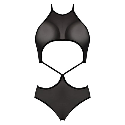 MAGIC SILK FOREVER MESH CROTCHLESS UNDERBOOB TEDDY WITH SPLIT BACK BLACK S/M