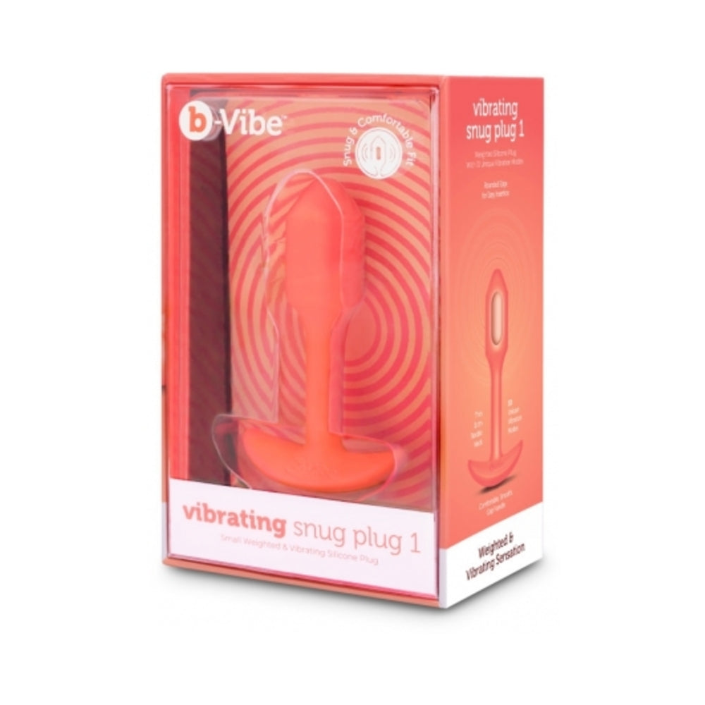 B-VIBE - VIBRATING SNUG PLUG 1 RECHARGEABLE WEIGHTED SILICONE ANAL PLUG ORANGE