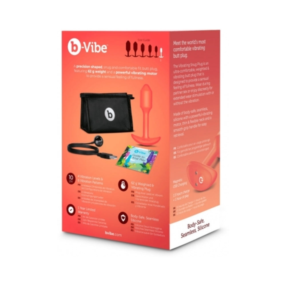 B-VIBE - VIBRATING SNUG PLUG 1 RECHARGEABLE WEIGHTED SILICONE ANAL PLUG ORANGE